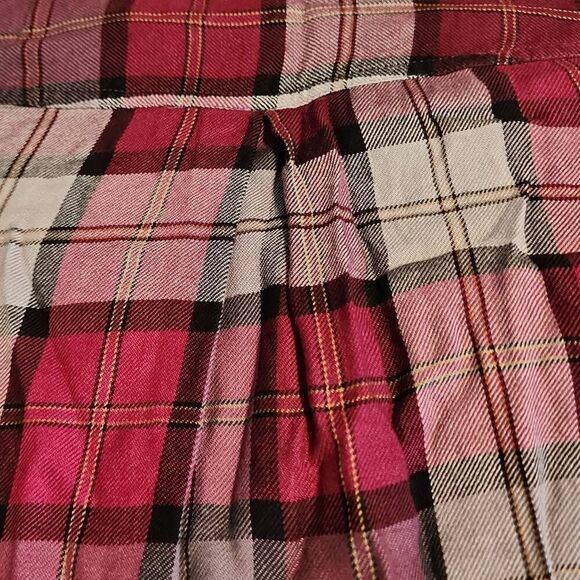 Intro Women's Plus Size 1X V Neck Button Front Maroon Plaid Flannel Top - Picture 12 of 12